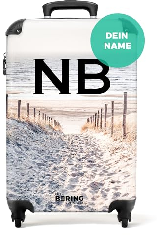 NoBoringSuitcases.com® Koffer personalisiert, Koffer & Trolleys - Koffer 55x40x20, Kleiner Koffer mit Rollen - Reisekoffer Handgepäck - Sandweg in den Dünen - Leicht - Koffer mit Namen Initialen