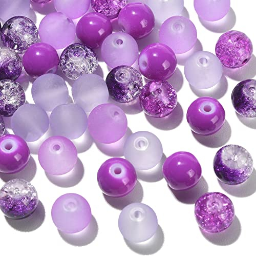 Ipotkitt Lot de 100 perles rondes en verre violet de 8 mm pour bracelets, loisirs créatifs, fabrication de bijoux