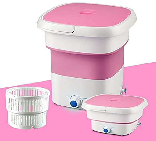 MKYOKO Mini-Lavatrice Portatile con Centrifuga, Lavatrice da Campeggio, Lavatrice Pieghevole, per Appartamento, Lavanderia, Campeggio Viaggi-La Scelta Migliore (Color : Pink)