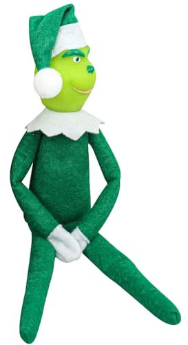Meekio Christmas Green Monster Doll,Elf Plush Toys Elf on The Shelf Doll Children's Cartoon Plush Toy Boys and Girls, Christmas Decorations Red (Green), grün, (mk-c1)