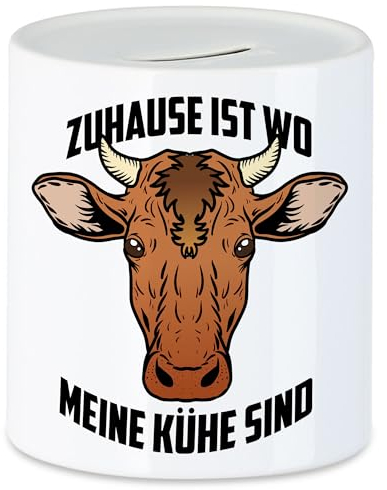 Hey!Print Zuhause Ist Wo Meine Kühe Sind Spardose Kuh-Fans Kuh-Liebhaber Milchkuh Landwirt Geschenkidee