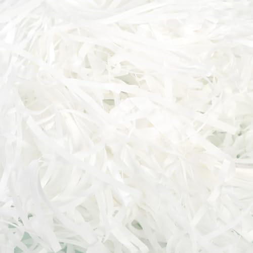 500 g de raphia - Matériau de remplissage blanc - Papier déchiqueté - Cadeau pour boîte cadeau - Décoration de fête DIY - Remplissage - Papier blanc
