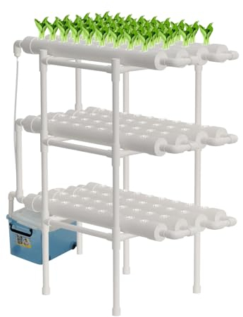 MEHOOSPVN Kit de culture hydroponique hydroponique avec tuyau en PVC pour culture hydroponique sans terre, 108 trous, 12 tuyaux, 3 couches