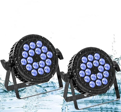 U`King 2PCS 180W Bühnenlicht Outdoor Wasserdicht, RGBW IP65 LED Par mit 105cm Wasserdichtem Netzkabel und 52cm D MX Kabel, LED Strahler Party für DJ Hochzeiten Performance Rasen Disco Club