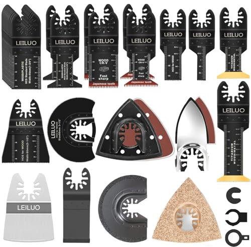 LEILUO 112-teiliges Oszillierendes Multitool Zubehörset Schneiden Schleifen Verfugen Universelle Oszillierende Sägeaufsätze mit Aufbewahrungstasche Kompatibel mit DeWalt Dremel Makita und Mehr