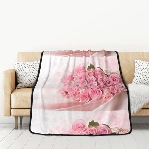 GRatka Decke, 127 x 152 cm, doppelseitige Decke, Reisedecke, weiche Decke für Schlafsofa,Rose