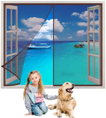 Zanzariera Magnetica per Finestra Marrone 230x230cm Magnetica Rete Tenda Anti Zanzare-pertura e Chiusura Silenziosa per Legno, Porte in Alluminio-Facile da Installare