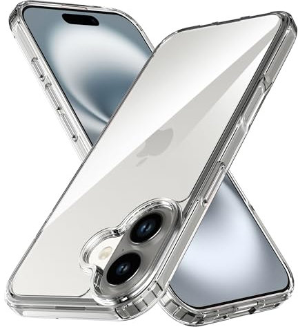 Anoowkoa Case for iPhone 16 Plus 6,7 TPU and Clear PC Hybrid Hard Acrylic Slim Phone Case Clear Ultra Crystal Transparent Protective Back Cover Flexible Bumper Silicone Case[Shock Absorption]