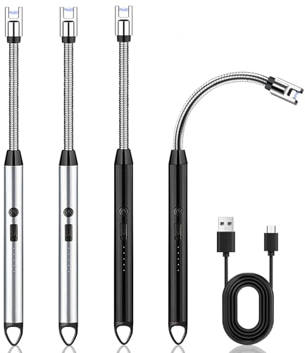 4Pcs Stabfeuerzeug Lichtbogen Feuerzeug Lang, Feuerzeug Elektrisch, Elektronisches Elektrisches Feuerzeug, Feuerzeug Jetflame, USB Aufladbar Plasma Kerzenanzünder Für Kerzen Anzünden, Küche, Grill