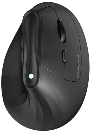 KYSONA Souris Ergonomique Verticale 57° - Bluetooth & 2,4G, 5 Niveaux DPI (800-4000), 7 Boutons pour Windows, Mac, iPad, PC, Ordinateur Portable - Noir