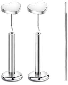 Lantine Labret Piercing 16g (1.2mm) – G23 Titan Pin Stecker mit Herz – 6mm, 8mm, 10mm, 12mm Stablänge – für Helix, Tragus, Cartilage, Monroe, Lippenpiercing – Push-In ohne Gewinde, inkl. Einführhilfe