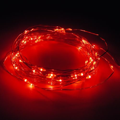 KARSUM Fairy Lights Battery Operated 16FT/5M Indoor String Lights 8 Memory Modes and 6-18 Hours Timer for Bedroom, Christmas, Party, Wedding,Birthday Party Outdoor Indoor Decoration (Red)