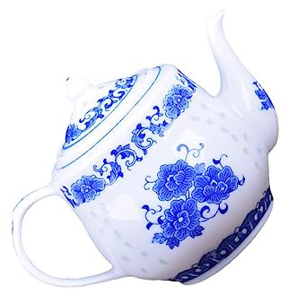 Amosfun 1pezzi Teiera in Ceramica Stile Cinese Teiera Retrò Per Kung Fu Bollitore in Ceramica Blu e Bianco Per Uso Domestico Ristorante Tè Da Servire