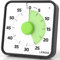LIORQUE 19cm Grand Minuteur Visuel Timer Classe Aimanté, Silencieux sans Tic-Tac, 3 Modes d'Alarme: Sonnerie, Lumière et Vibration, Convient pour Cuisine, École, Bureau - Piles incluses (Vert)