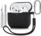 Tuocal Silikonhülle Kompatibel mit AirPods 4 2024 Hülle Case, Weich Silikon Schutzhülle Stoßfeste Dünne Cover für Airpods 4 Mit Reinigungsset, Karabiner und Schlüsselband Schwarz