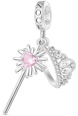 GNOCE Charm Anhänger Wicked Krone & Stab von Glinda Anhänger S925 Sterling Silber Charm Perlen für Armband Halskette Schmuck Geschenk für Fans