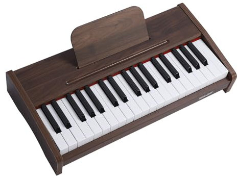 37 Key Piano Keyboard, Walnut Grain Pattern Electric Keyboard Kit, Portable for Beginners and Experienced Players