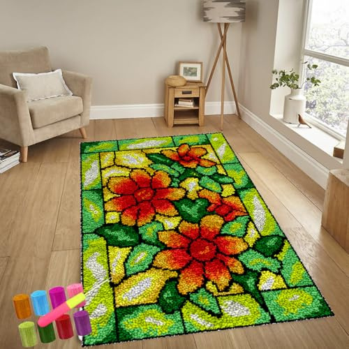 Knüpfteppich Zum Selber Knüpfen-Sets Groß Latch Hook Rug, Handarbeit Selbst Knüpfen Set, Vorgedrucktes Muster Leinwand Teppich Stickerei Handwerk Für Erwachsene Handarbeiten Diy Teppich 38 x 52 cm