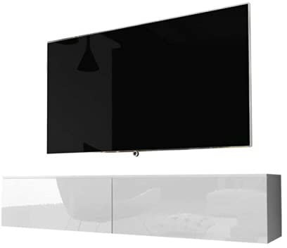 High Gloss White TV Stand Cabinet Entertainment Unit Wall Mounted Floating Shelf 180CM Wide
