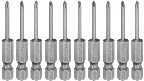 QUARKZMAN 10 Stück PH00 Phillips Schraubendreher Bit Set mit 1/4 Sechskantschaft, 2.5mm Stab 50mm Lang Magnetische Kreuzkopf Bitsatz S2 Stahl Bohrer Elektrowerkzeug für Reparatur