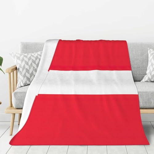 BREAUX Samtdecke mit Österreichischer Flagge, leichte Überwurfdecke, warme Decke, saisonale Bettdecke