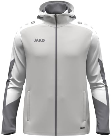 JAKO Unisex Kapuzenjacke Dynamic, hellgrau/weiß/grau, S