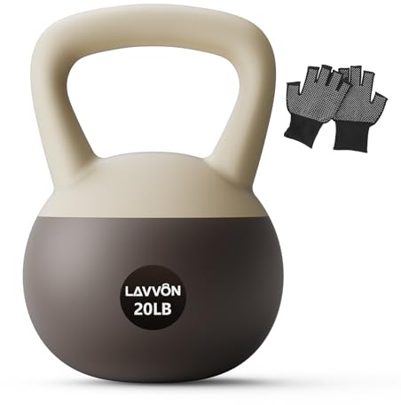 Soft Kettlebell -Cushioned Impact-Resistant Base and Anti-Slip, Kettle bell Anti-Slip Grip Weight for Home Workouts, Safe Strength Training Kettlebells Sets for Women & Men (Black-White, 20 LB)