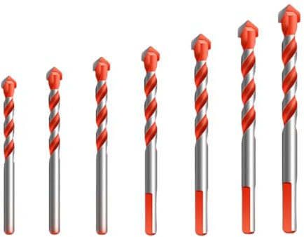 Lot de 4/5/6/7 forets à maçonnerie en carbure de tungstène 3-12 mm pour métal, céramique, carrelage, béton, bois, haute résistance à l'usure (7 pièces)