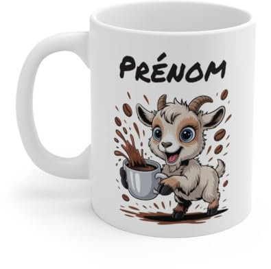 Teecustom Mug Hérisson Personnalisé – Tasse Café Mignonne et Énergique avec Prénom – Cadeau Original (Chèvre)