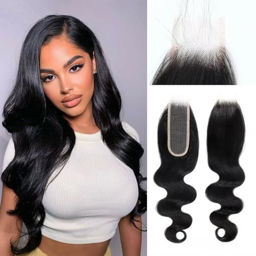 DaiMer 2x6 Lace Closure Body Wave Human Hair Transparent 2 by 6 Lace Closure 18 Inch 100% Brazilian Virgin Unprocessed Free Part Human Hair Closure With Baby Hair Natural Color