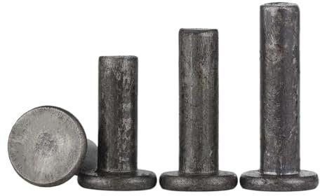NKCVEZBW Compatible con remaches de cabeza plana de color hierro de 5 mm de diámetro M5, remaches sólidos de impacto, remaches de golpe GB109, acero al carbono, longitud de varilla de 5 mm a 55 mm.(M5