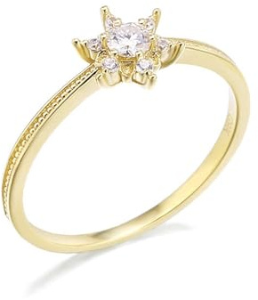 Wycian Damenring mit Steinen, Wedding Ring Gold 18K Gelbgold Moissanit D Runde Form mit Kubischer Zirkonia Weiß Größe 63 (20.1) für Valentinstag