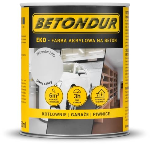 Betondur EKO – Vernice Ecologica per Cemento 0,75L – Grigio Chiaro – Rivestimento Acrilico Protettivo per Interni ed Esterni – Resistente agli Agenti Atmosferici e all’Abrasione – Antipolvere