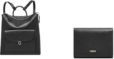 Fossil Damen Parker Schwarze Ledertasche und Logan Portemonnaie, Set