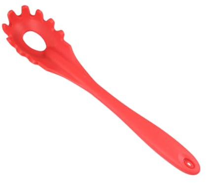 DIYEAH Cuillère à Spaghetti en Silicone Alimentaire Rouge Ustensile Cuisine Résistant à la Chaleur Louche en Silicone Pratique pour Pâtes Sorties en Plein Air et Usage Quotidien