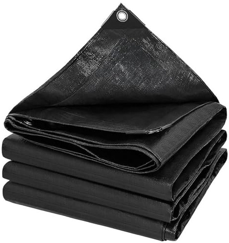 Lona Impermeable Exterior 230 x 230 cm Resistente a Los Rayos UV Lona de Plástico PE con Ojales, 120 G M² para Terrazas Muebles Leña Jardín Piscina Coche, Negro