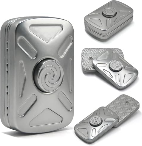 2-in-1 Fidget Toys für Erwachsene, Fidget Spinner & Fidget Slider, Silber | Vortex Metal Tragbares Magnetisches EDC Fidget für Stressabbau, Angst & Konzentration, Geschenk für Männer & Frauen