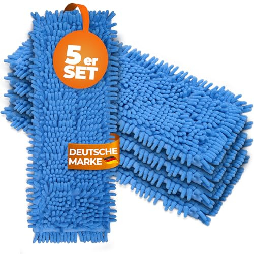 Wischmopp Bezug für Nass & Trockenreinigung - Bodenwischer, Wischbezug von WOWtowelz –40 cm Variante - 5er Set