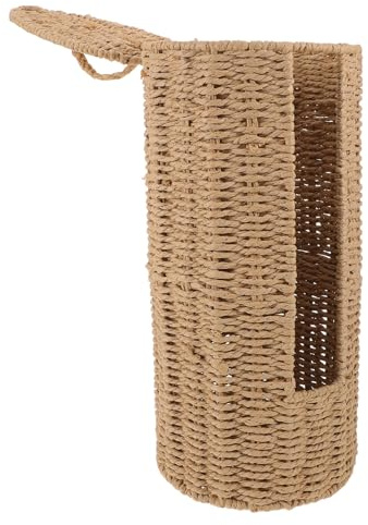 VANZACK Panier Élégant et Fonctionnel en Rotin Fait Main pour Papier Toilette et Gain de Place avec Couvercle, Panier de Rangement Tressé pour Salle de Bain Minimaliste