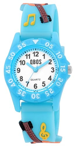 QBOS Kinderuhr Mädchen Armbanduhr Kinder Analog – Gitarre Kinder Uhr Kinderarmbanduhr ab 3 Jahre Kids Watch