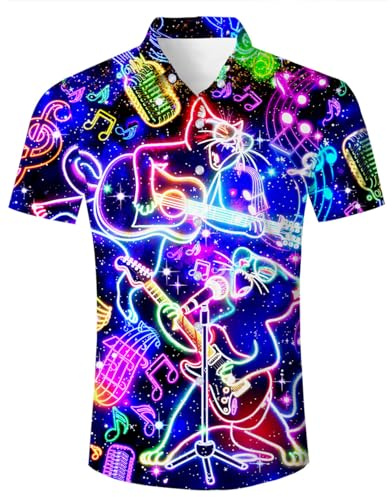 ALISISTER Mens Hawaiian Shirt 3D Print Casual Button Down Ugly Shirts Beach Holiday Aloha Short Sleeve Shirt