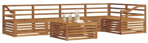 vidaXL Outdoor-Sofagarnitur 6 pcs Natur Massivholz Akazie, Gartenmöbel, modernes Sofaset, Robustes Lounge-Set, gemütlicher Terrasse-Bereich zum Entspannen