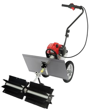 43CC Kehrmaschine Benzin 2-Takt Motorbesen, RäUmgeräT Schnee Sweeper, 60 cm Bürstenbreite 1,25 kW / 1,7 PS Handkehrmaschine für Kunstrasen, Straßen und Schneeräumung