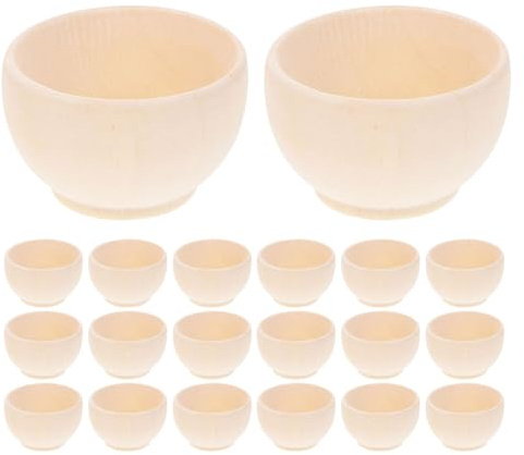 VILLCASE 20pcs Natural Wood Blank Bowls for Crafting, Finely Sanded Smooth Wooden Bowls Ready for Trimming, for DIY Painting and Home Decorations
