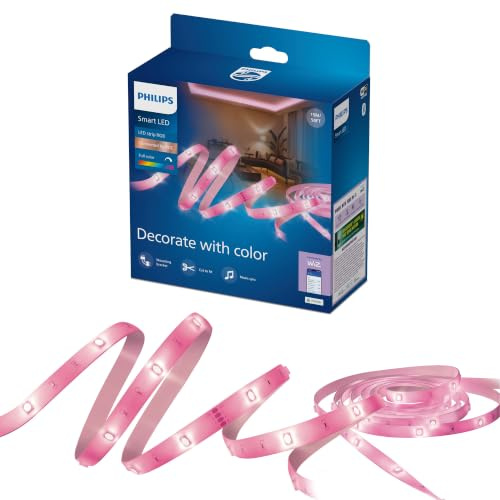 Philips Smart Lighting RGB-LED-Strip, 15 m, Typ C, 16 Mio. Farben, Voreingest. Lichtmodi, Zuschneidbar, Einf. Einrichtung, Kompatibel m. WLAN, Connected by WiZ, Google Home, Alexa, Apple Home