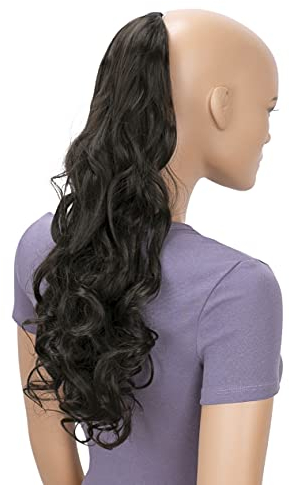 CAISHA 50cm Haarteil Ponytail Zopf Haarverlängerung Mit 2 Bändern Pferdeschwanz Lockig Schokobraun HC8-1
