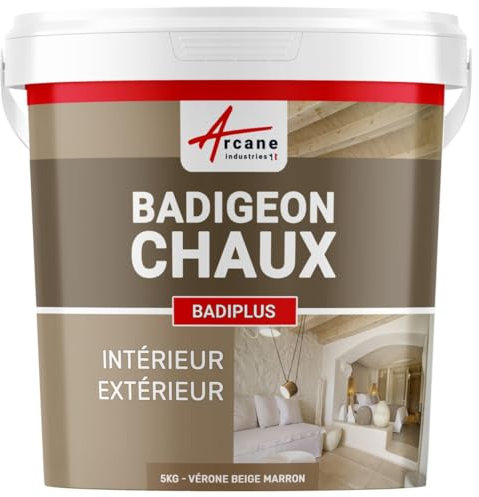 Badigeon à la chaux, décoration, intérieure et extérieur, maison : Badiplus - 5 kg (jusqu'à 25 m²) Vérone - Beige Marron - ARCANE INDUSTRIES