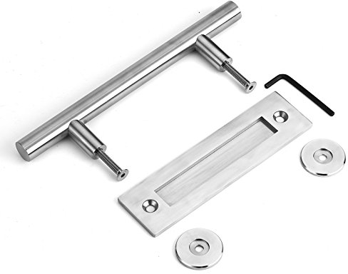Toprema 30CM Sliding Door Handle Double Sided Barn Door Handles Stainless Steel Pull Flush Set Wooden Door Hardware - Silver