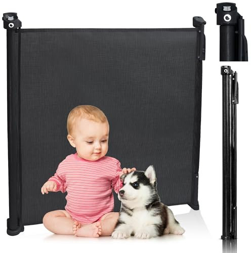 Lionelo Tulia Sicherheitsbarriere - Breite bis 140 cm, ClipGuard-Schloss, UV-beständig, Keine Stolpergefahr, SGS-Zertifiziert, Aufrollfunktion, Leicht und Tragbar, Kinder- und Haustiersicher