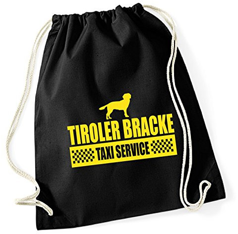 siviwonder Turnbeutel - TIROLER BRACKE Tirol Bracken Jagdhund - TAXI - Hund Hunde Baumwoll Tasche Beutel schwarz